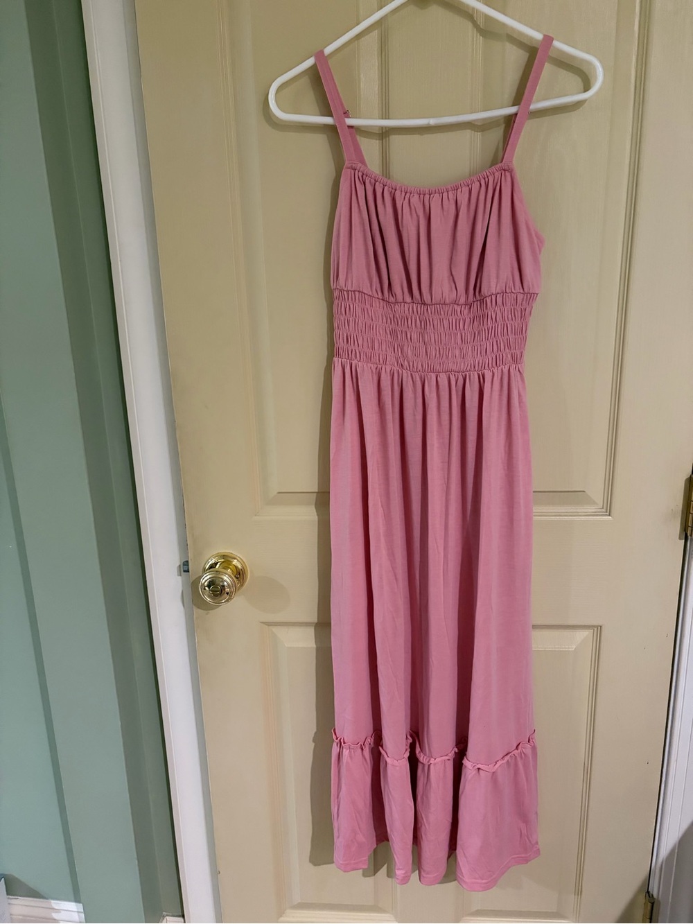 Grace Karin Pink Maxi Dress with Smocked Waist